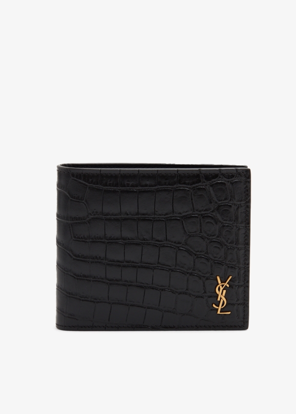 Saint Laurent Monogram East/west Wallet In Crocodile Embossed Leather