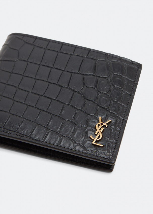 Saint Laurent Monogram East/west Wallet In Crocodile Embossed Leather