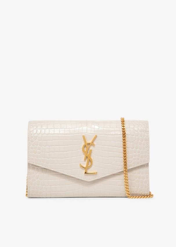 Saint Laurent Uptown chain wallet for Women - White in UAE | Level Shoes