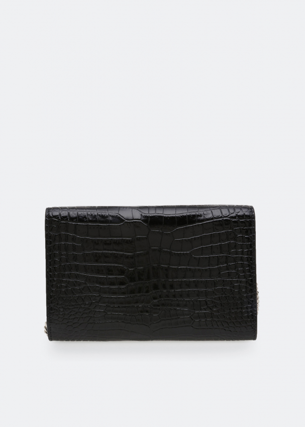 UPTOWN chain wallet in crocodile-embossed shiny leather