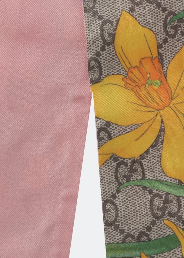 GG Flora print silk scarf in pink