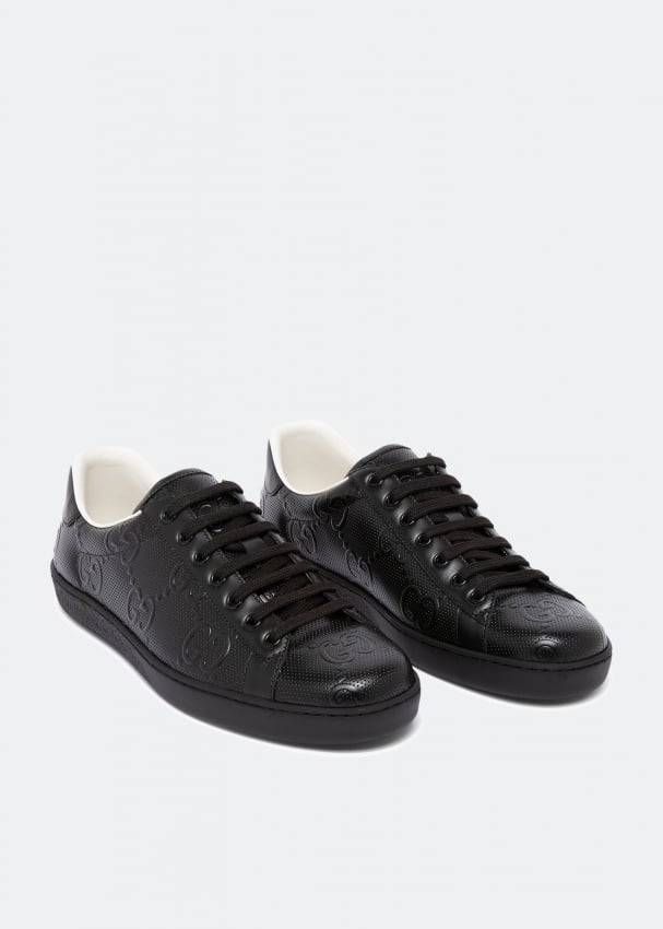 Gucci Men's Ace GG Embossed Low Top Sneakers