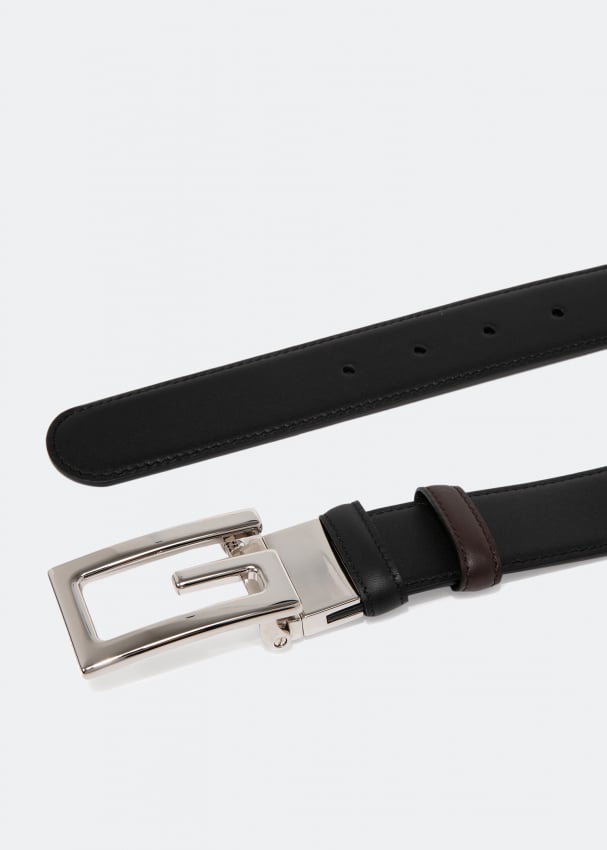 Square G Reversible Leather Belt in Brown - Gucci