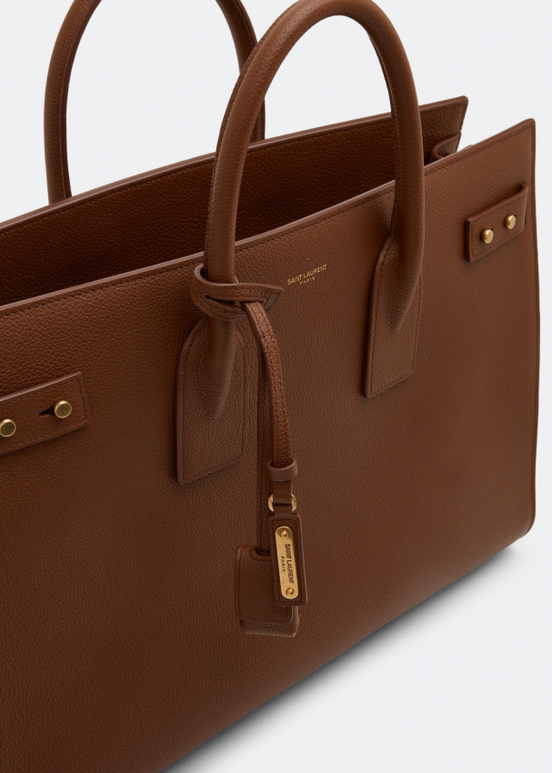 Saint Laurent Leather Tote Bag - Men - Brown