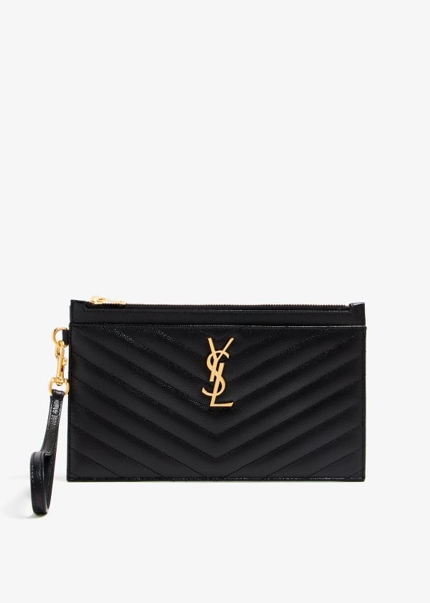 Saint Laurent Large monogram pouch for Women - Black in UAE | Level Shoes