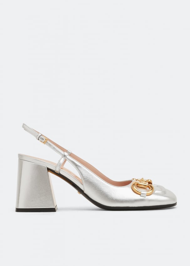 Gucci silver heels deals