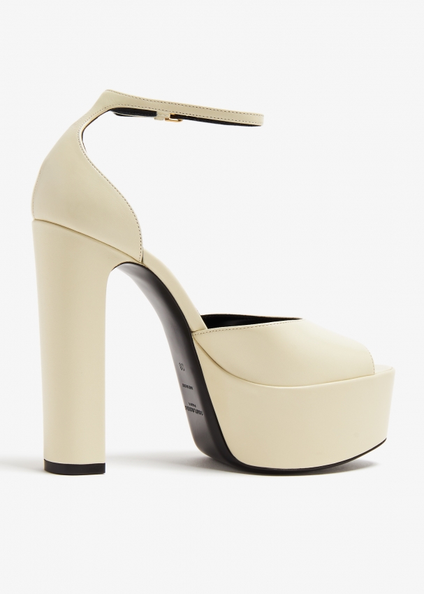 SL JODIE 135 PLATFORM SANDALS BLACK EMBOSSED CALFSKIN