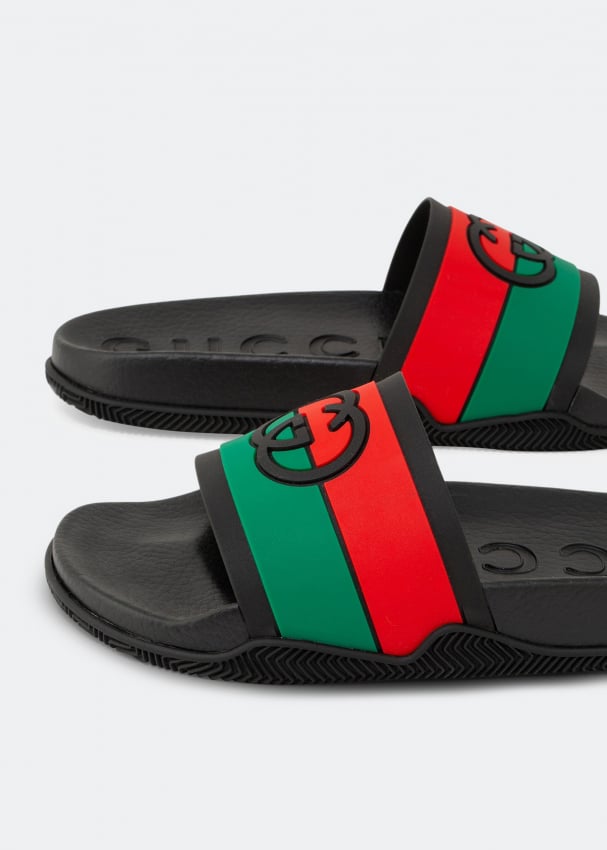 Shop Gucci Slide Sandals With Interlocking G