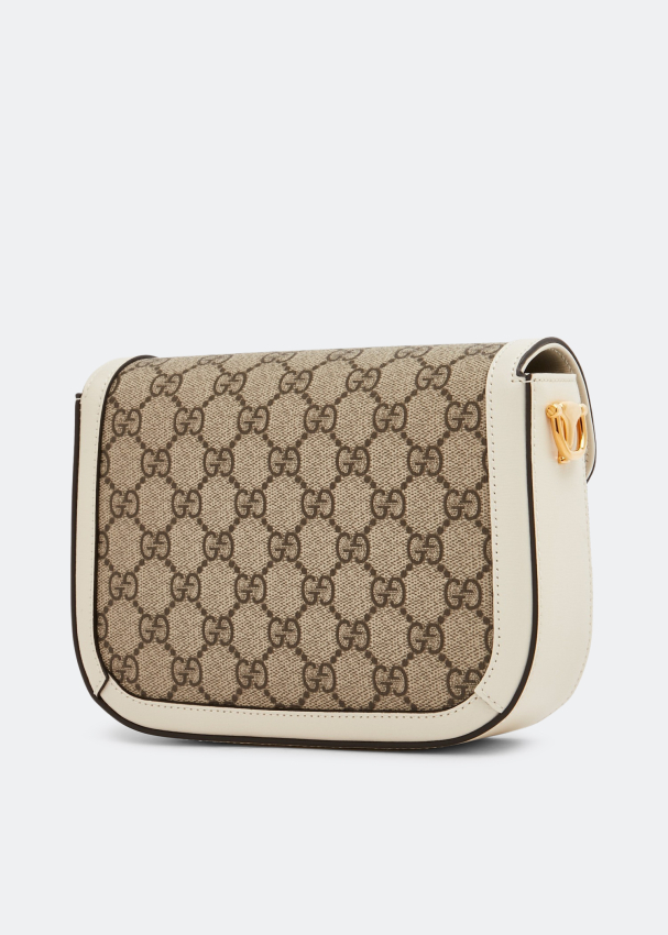 Gucci Horsebit Chain medium shoulder bag in beige and ebony GG