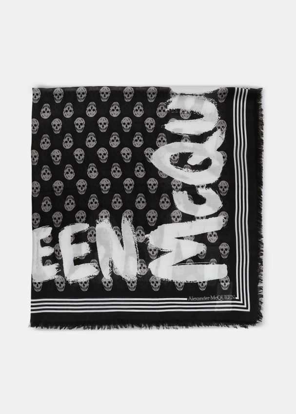 Alexander McQueen Graffiti Biker scarf for Men Black in KSA Level Shoes