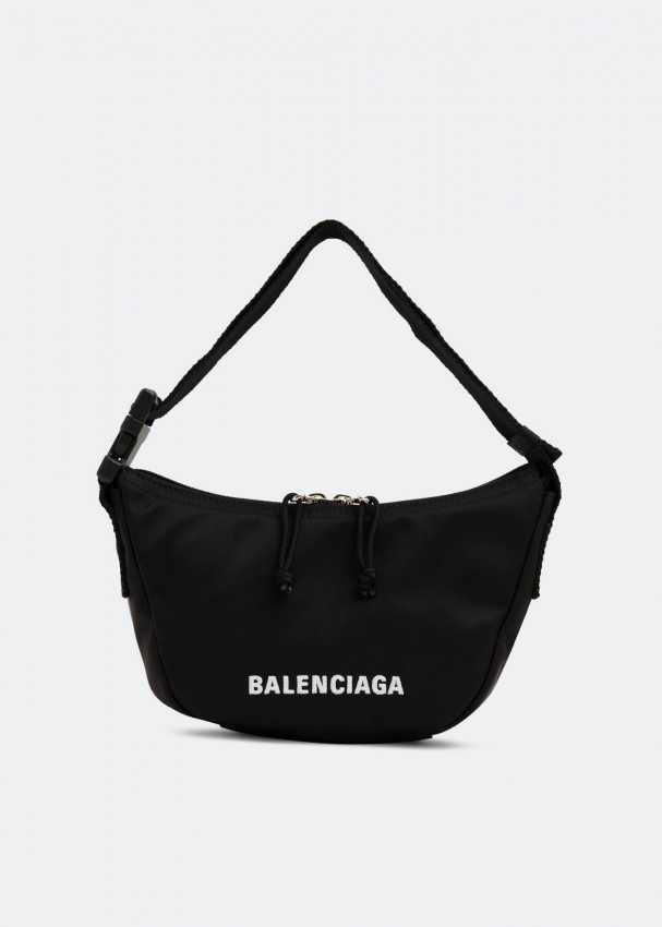 Balenciaga Wheel Logo-embroidered Nylon Camera Bag In Black