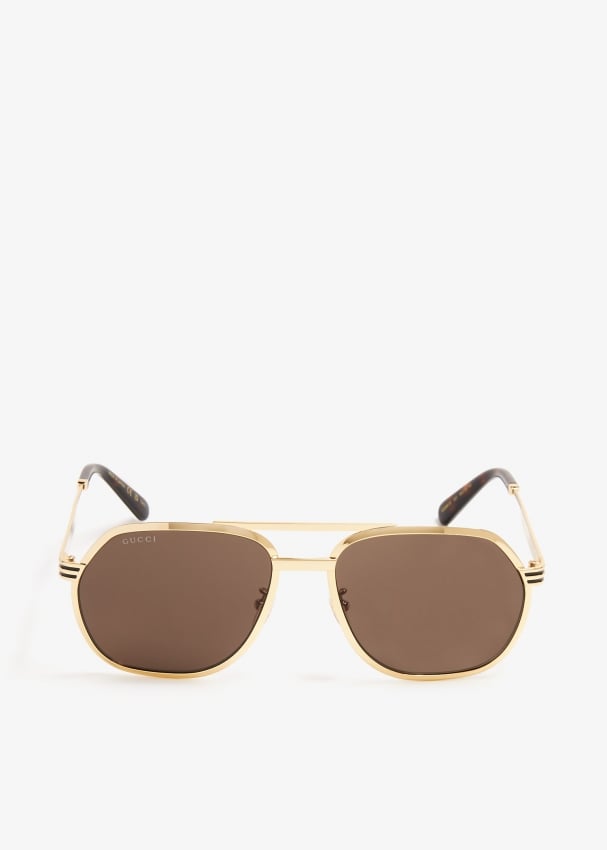 Gucci Navigator frame sunglasses for ADULT UNISEX Men Women Gold in UAE Level Shoes