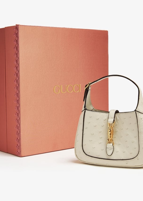 Gucci Jackie 1961 ostrich mini shoulder bag for Women White in UAE Level Shoes