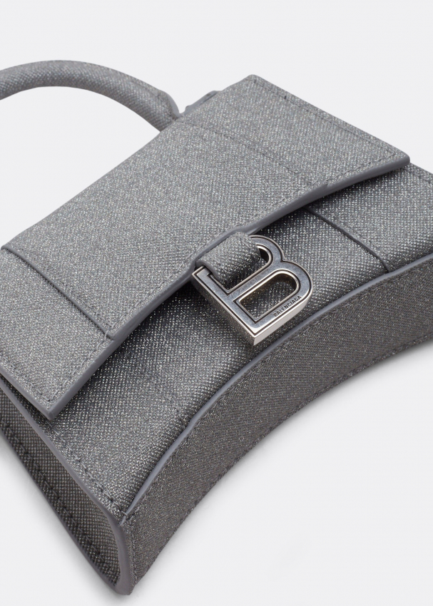 Hourglass Mini Top Handle Bag in Silver Balenciaga