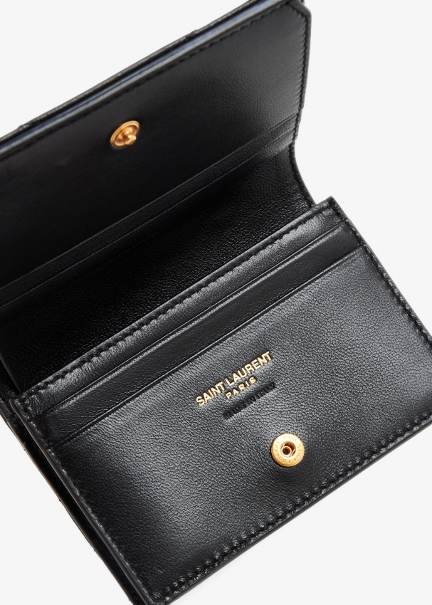 Saint Laurent Uptown Pebbled Leather Flap Card Case