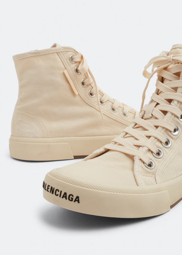 Balenciaga Mens Arena Leather HighTop Sneaker 645 via Polyvore  featuring mens fashion me  White leather sneakers men Sneakers men  fashion White shoes men