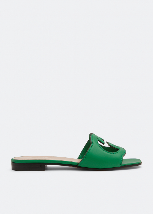 Gucci Interlocking G cut-out slide sandals for Women - Green in UAE ...