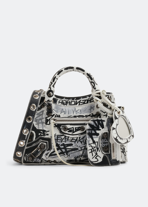 Balenciaga Neo Cagole City Graffiti Lambskin Top-Handle Bag