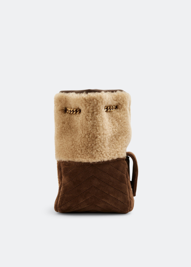 Saint Laurent Joe Nano Quilted Bucket Bag in Brown