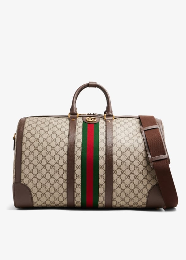 Gucci Savoy small duffle bag in beige and ebony Supreme