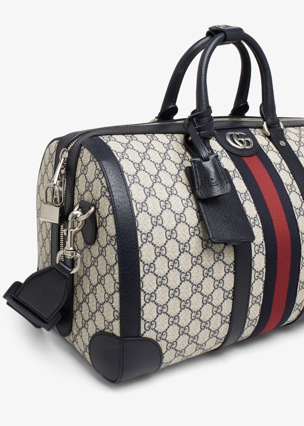 Gucci Savoy small duffle bag in beige and blue GG Supreme