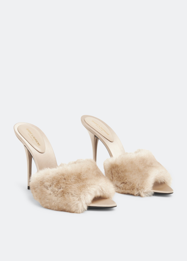 LA 16 HEELED MULES IN SKY BLUE SMOOTH LAMBSKIN