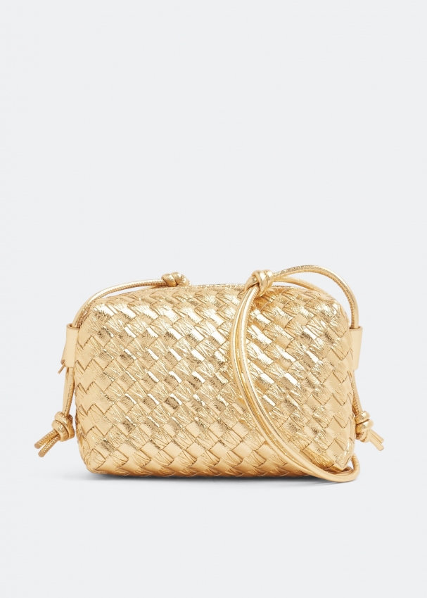 Loop Mini Leather Crossbody Bag in Gold - Bottega Veneta