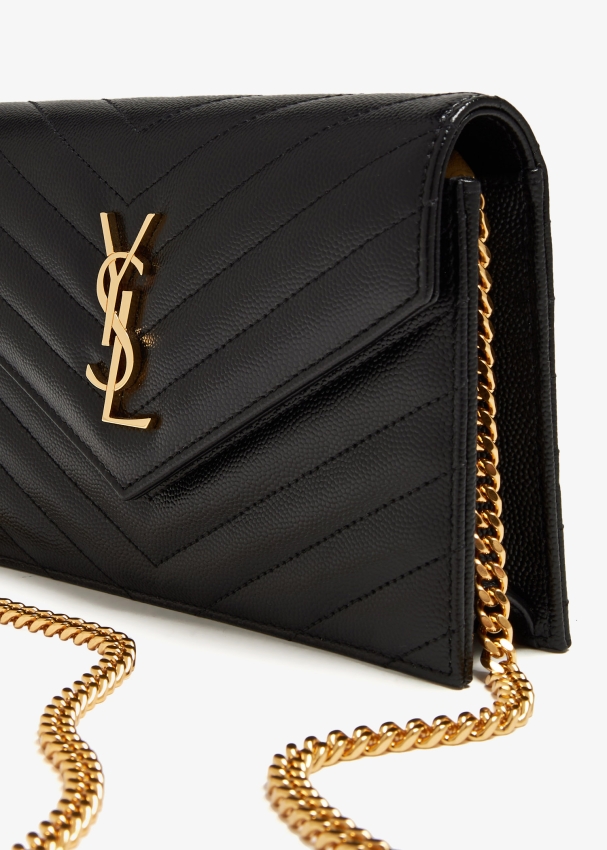 Saint Laurent Cassandre envelope chain wallet for Women Black in UAE Level Shoes