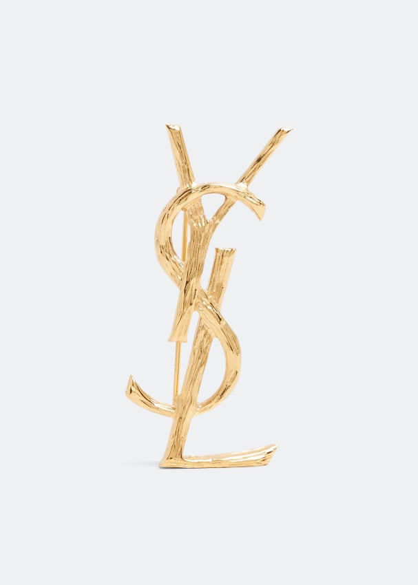 Saint-Laurent YSL Logo Brooch Tiger Textured W/Box - Chelsea Vintage Couture