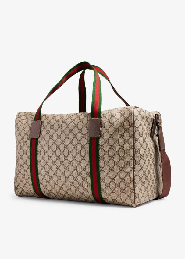 Gucci Large GG Supreme Canvas Duffle Bag - Brown