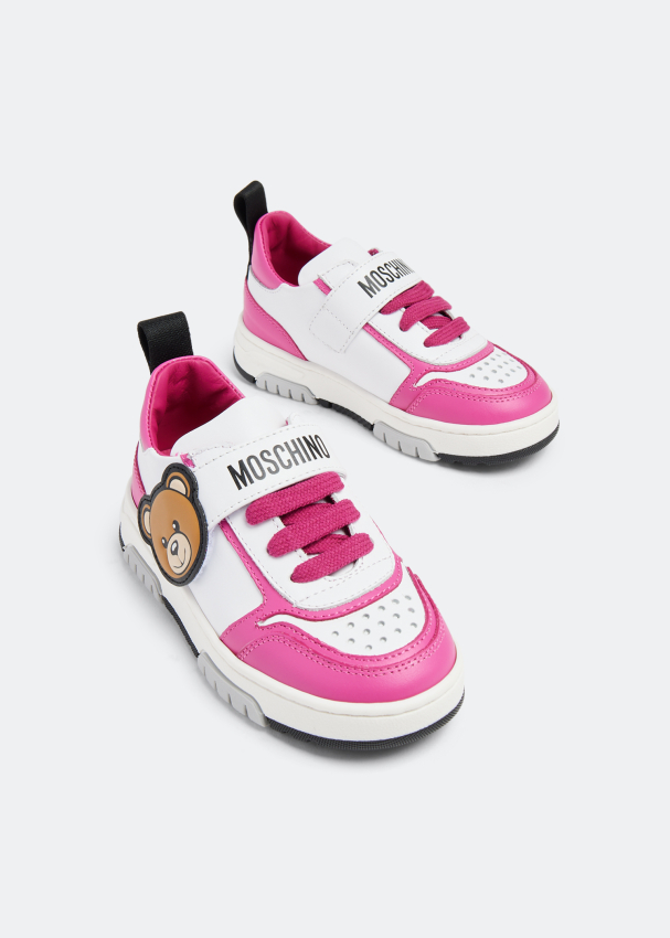 Moschino Teddy Patch lace-up sneakers for Girl - White in UAE | Level Shoes