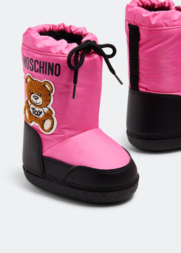 Moschino Teddy patch snow boots for Girl Pink in UAE Level Shoes