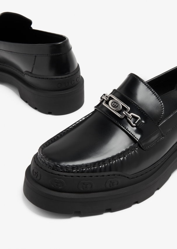 Mens gucci hot sale black loafers