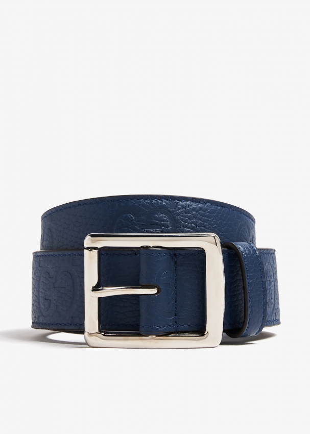 Gucci GG rubber effect leather belt for Men Navy in UAE Level Shoes