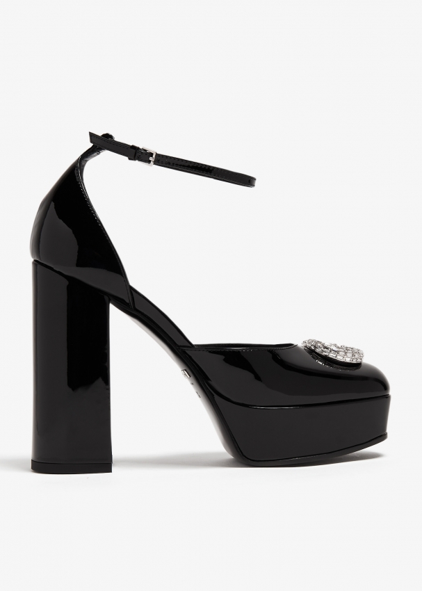 Miss Lola | Alysa Black Ankle Strap Peep Toe Platform Heels – MISS LOLA