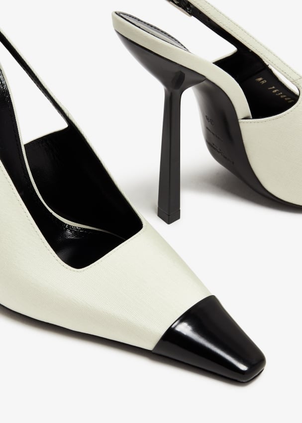 White sales slingback heels