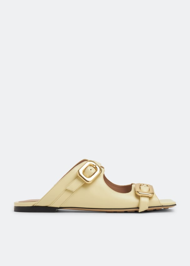 Bottega Veneta Stretch buckle flat mules for Women - Yellow in Qatar