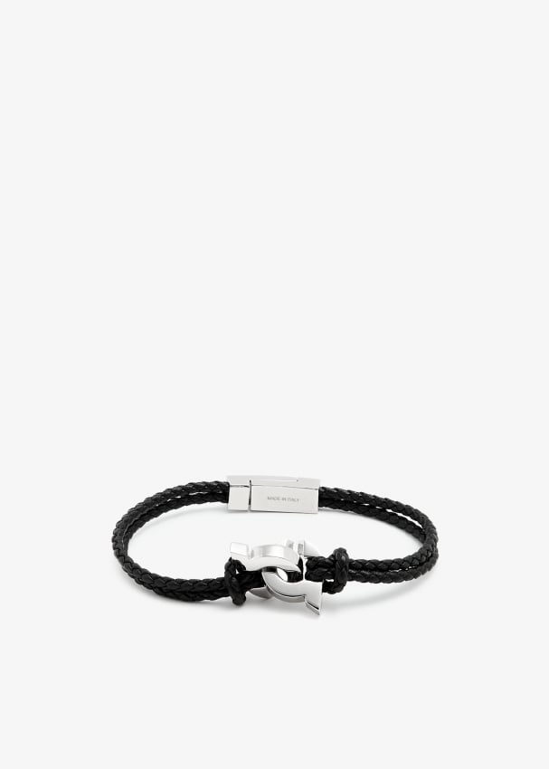 Ferragamo men's leather bracelet best sale