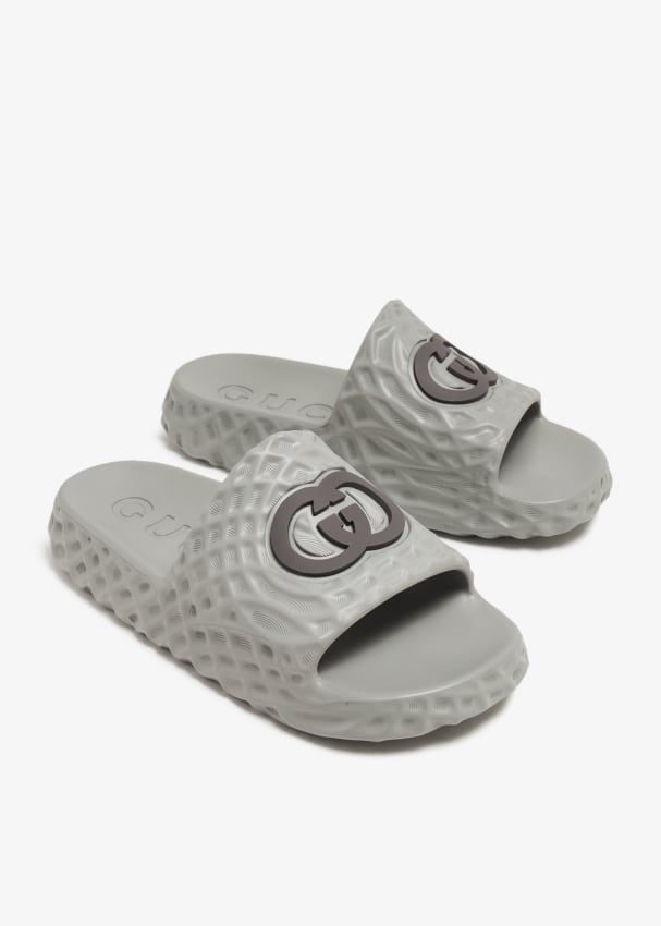 Gucci Water Ripple slides for Men Grey in UAE Level Shoes