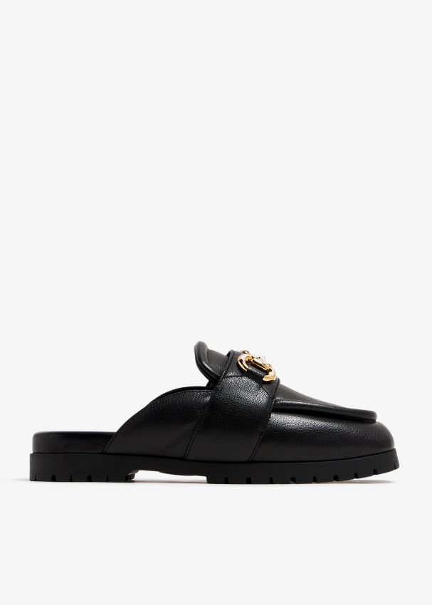 Leather discount horsebit slipper