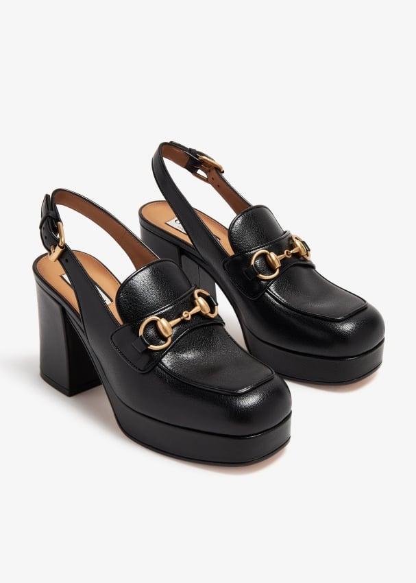 Leather horsebit slingback discount