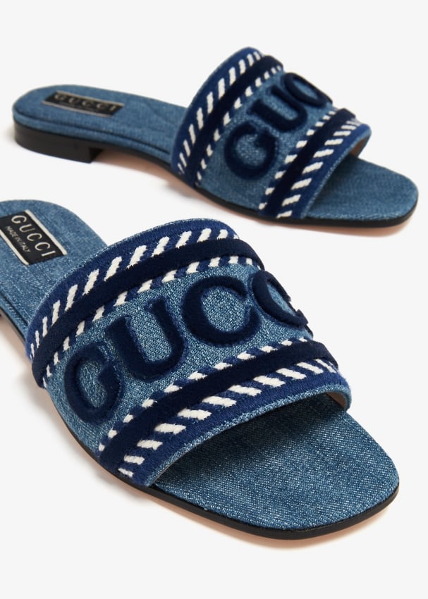 Blue gucci slides womens cheap