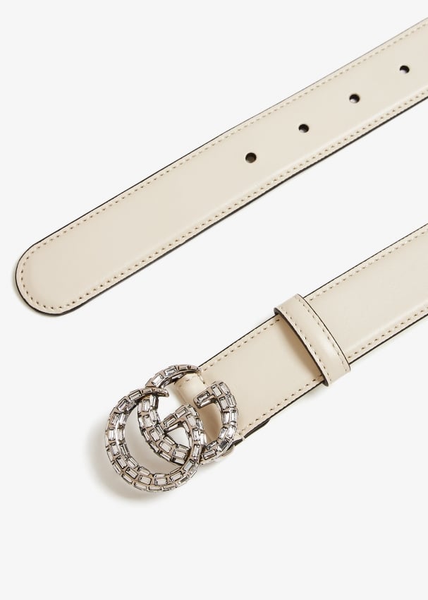 Gucci GG Marmont crystal studded thin belt for Women White in Kuwait Level Shoes