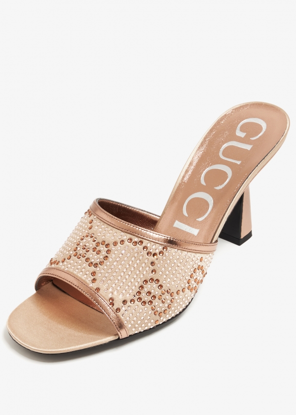Gucci GG mid heel sandals for Women Beige in UAE Level Shoes
