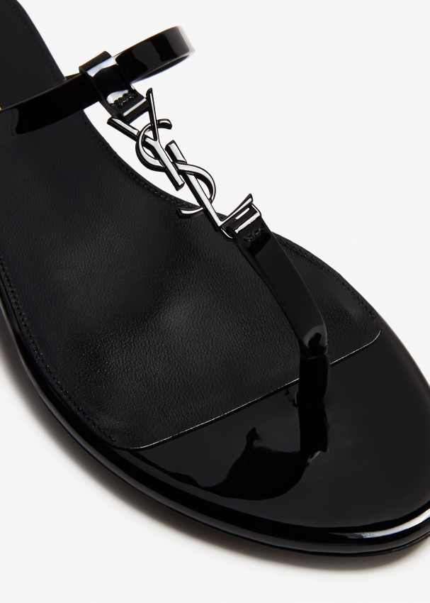Saint Laurent Cassandra flat slide sandals for Women Black in