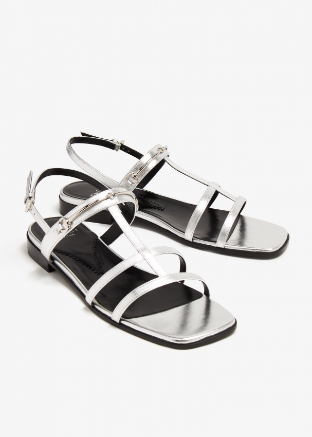 Silver flat sandals best sale
