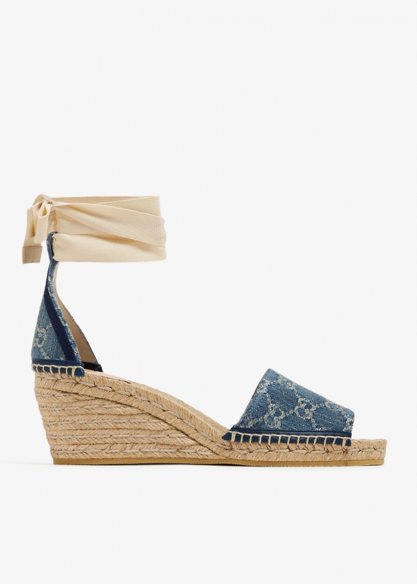 Gucci Pilar wedge espadrille sandals for Women Blue in UAE