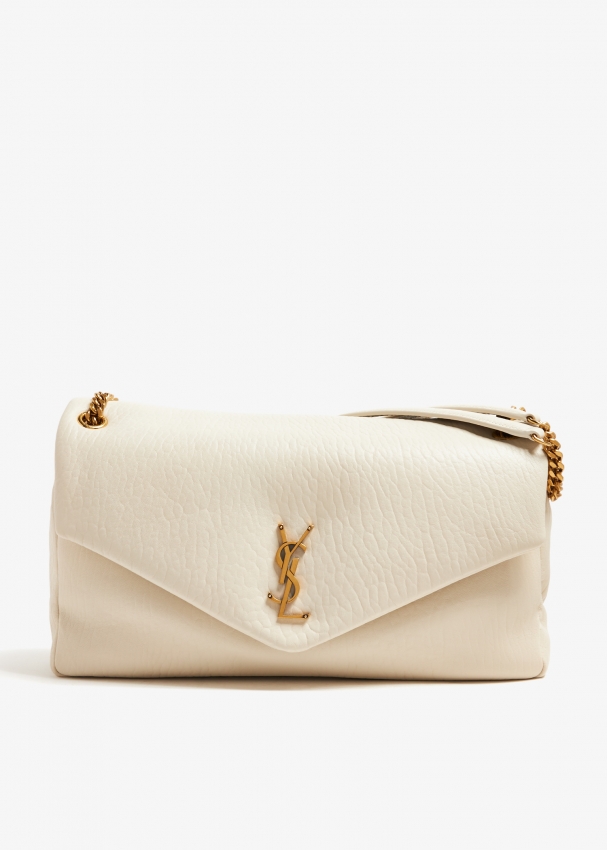 Ysl white bag with gold chain top