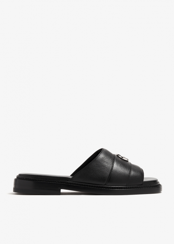 Mens leather outlet slide sandals