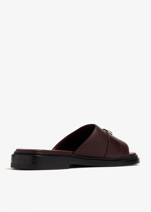 Mens leather outlet slide sandals